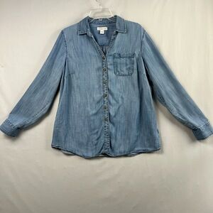 Coldwater Creek Shirt Womens XL Button Up Chambray Button Up Tencel Casual